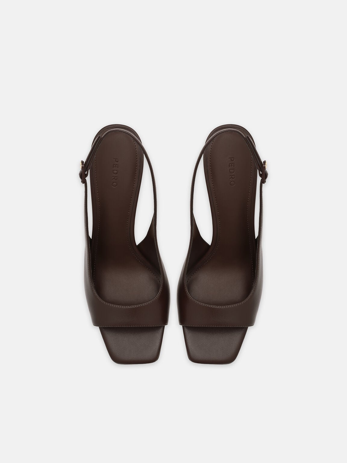 Marina Leather Heel Sandals, Dark Brown