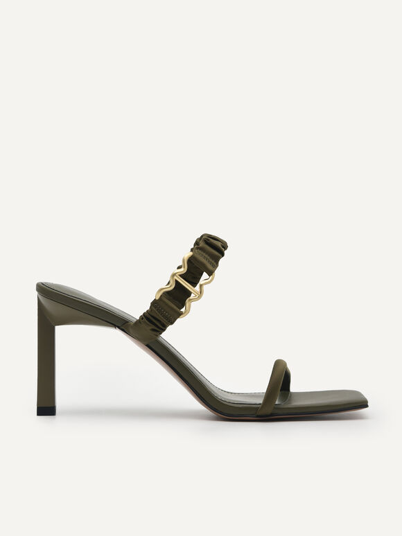 Double Strap Heel Sandals, Military Green