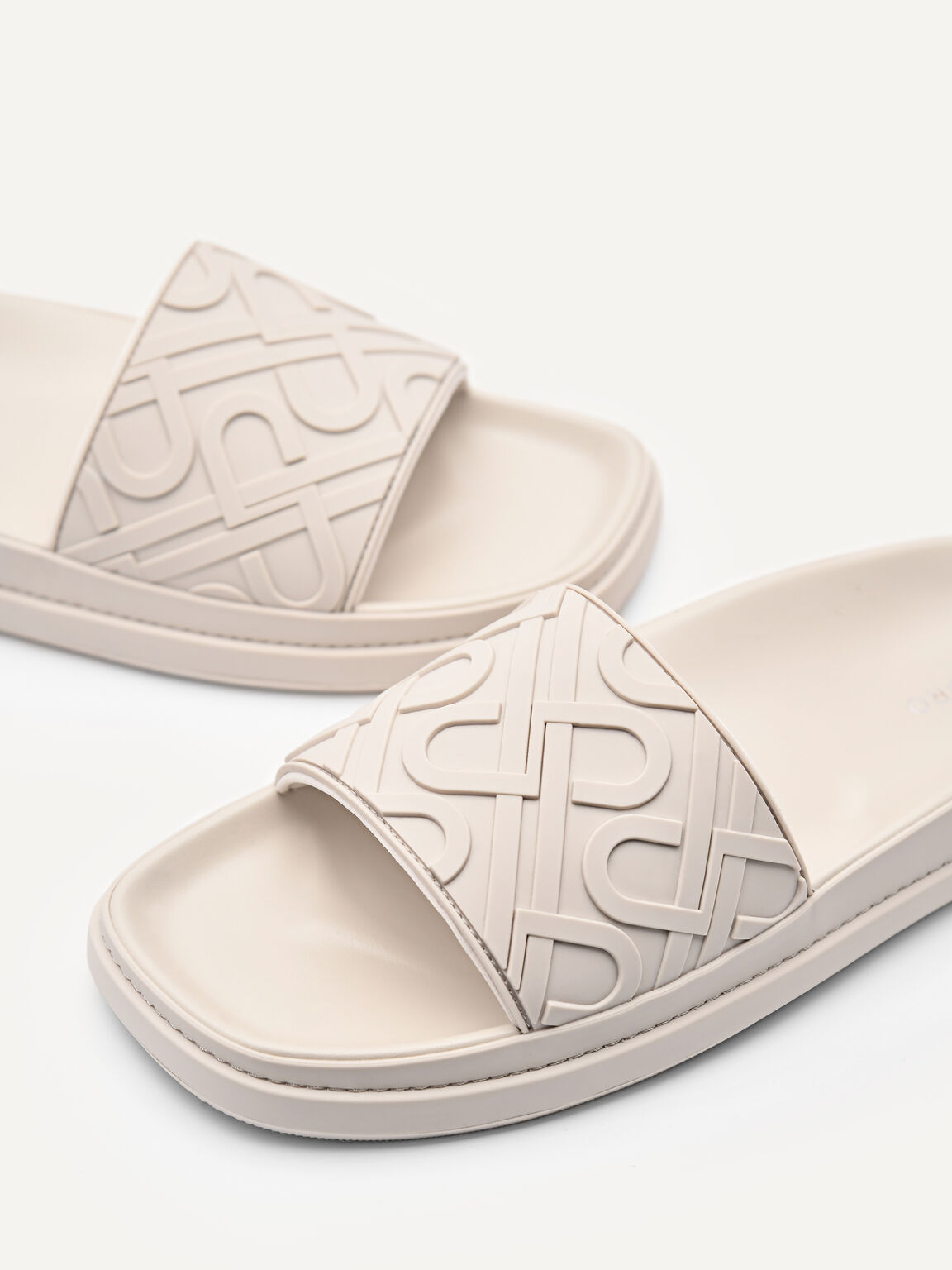 PEDRO Icon Embossed Slide Sandals, Beige