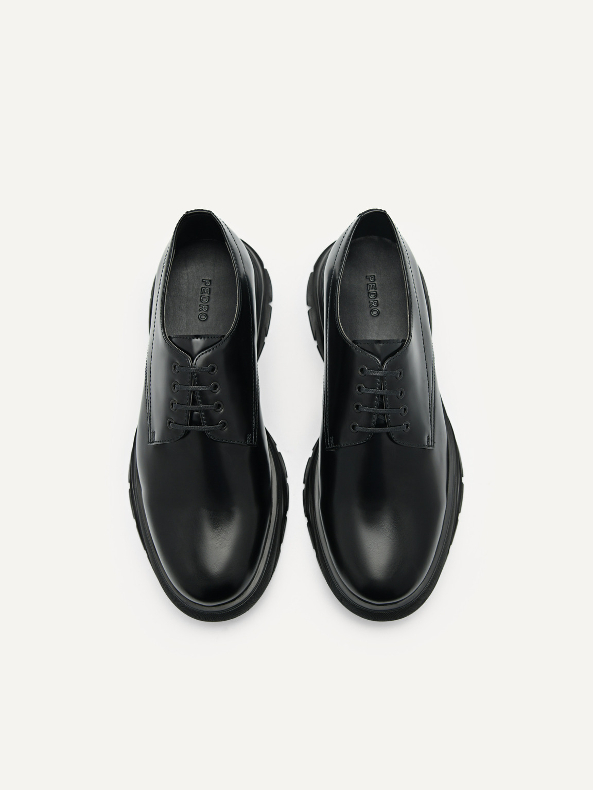 Hybrix Leather Derby Shoes, Black