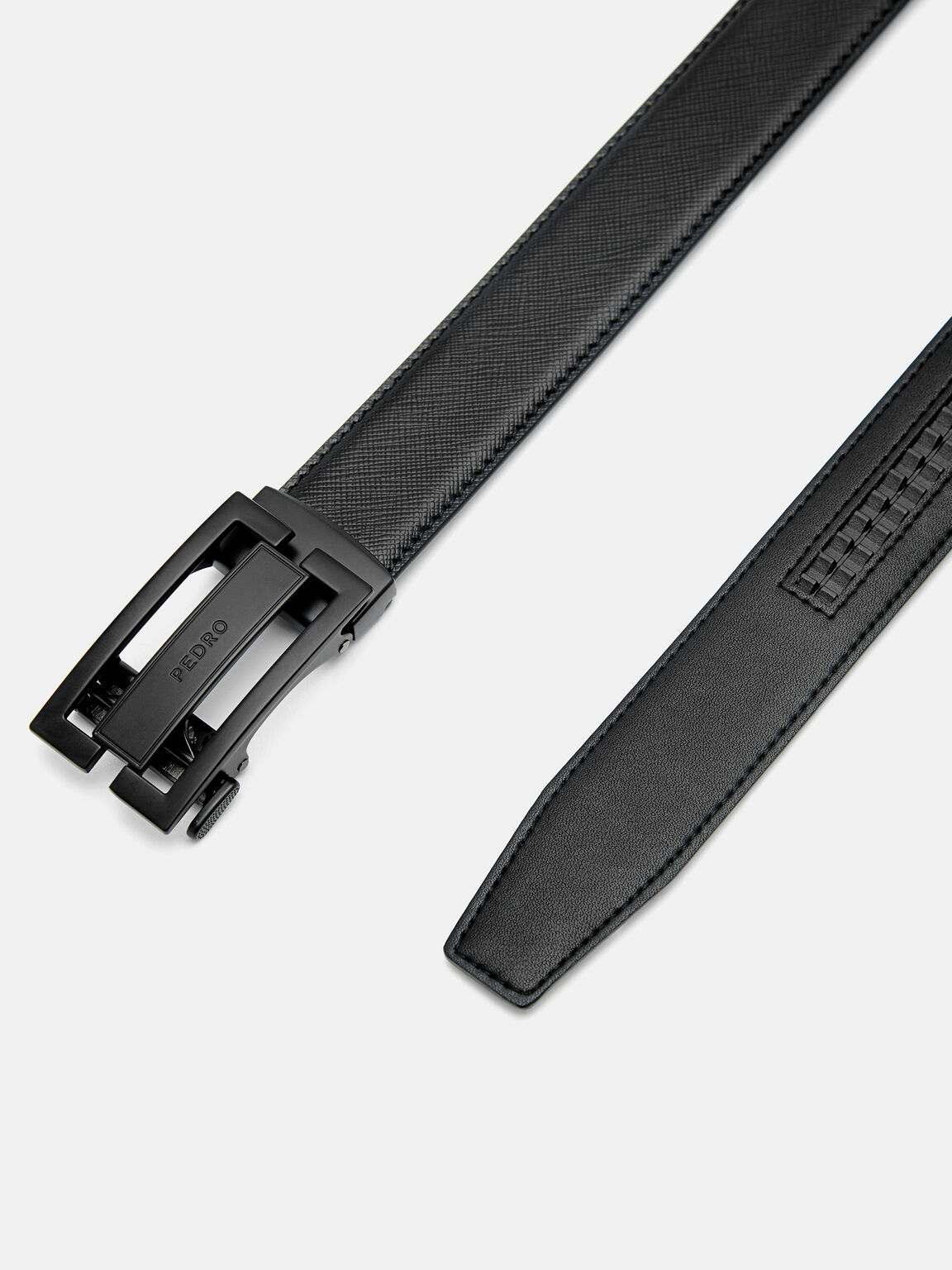 Black Embossed Leather Automatic Belt - PEDRO PH