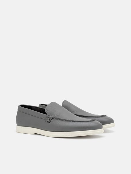 Oliver Tumbled Leather Loafers, Grey Tumble