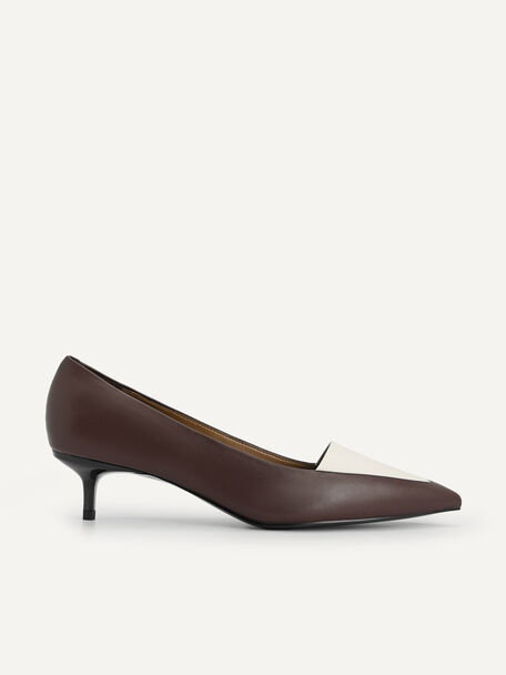 Leather Pointed Toe Pumps, Brown