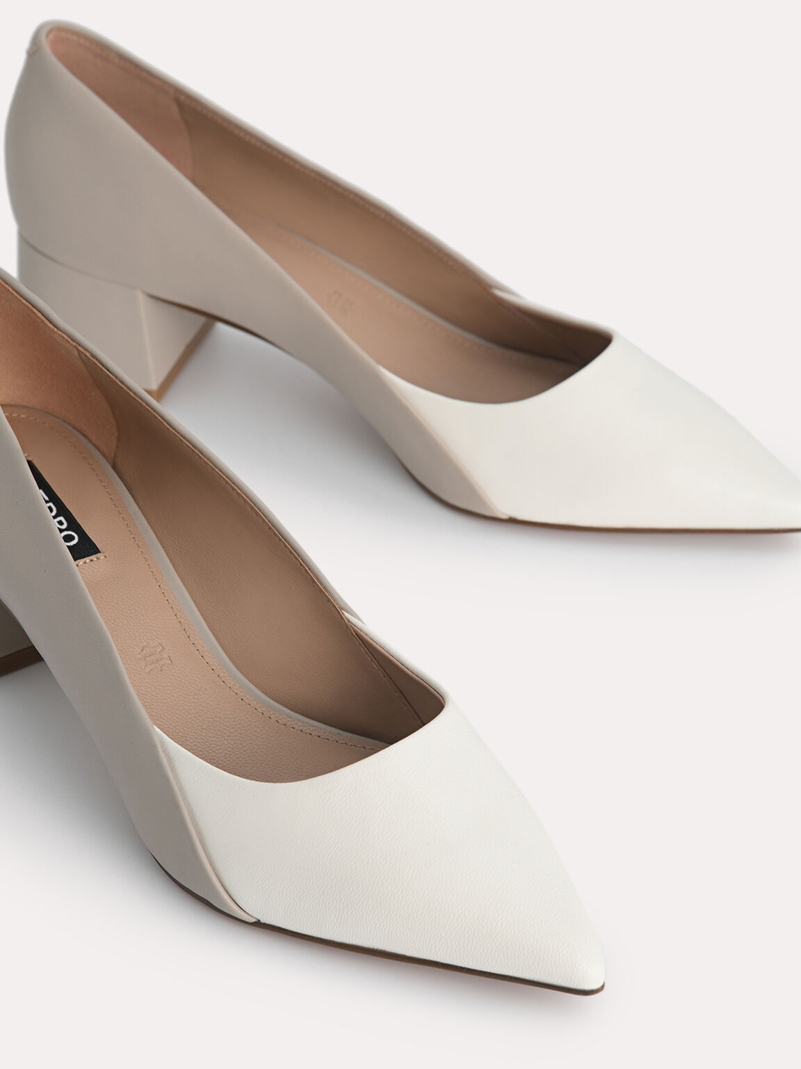 Leather Pointed Toe Pumps, Chalk, hi-res