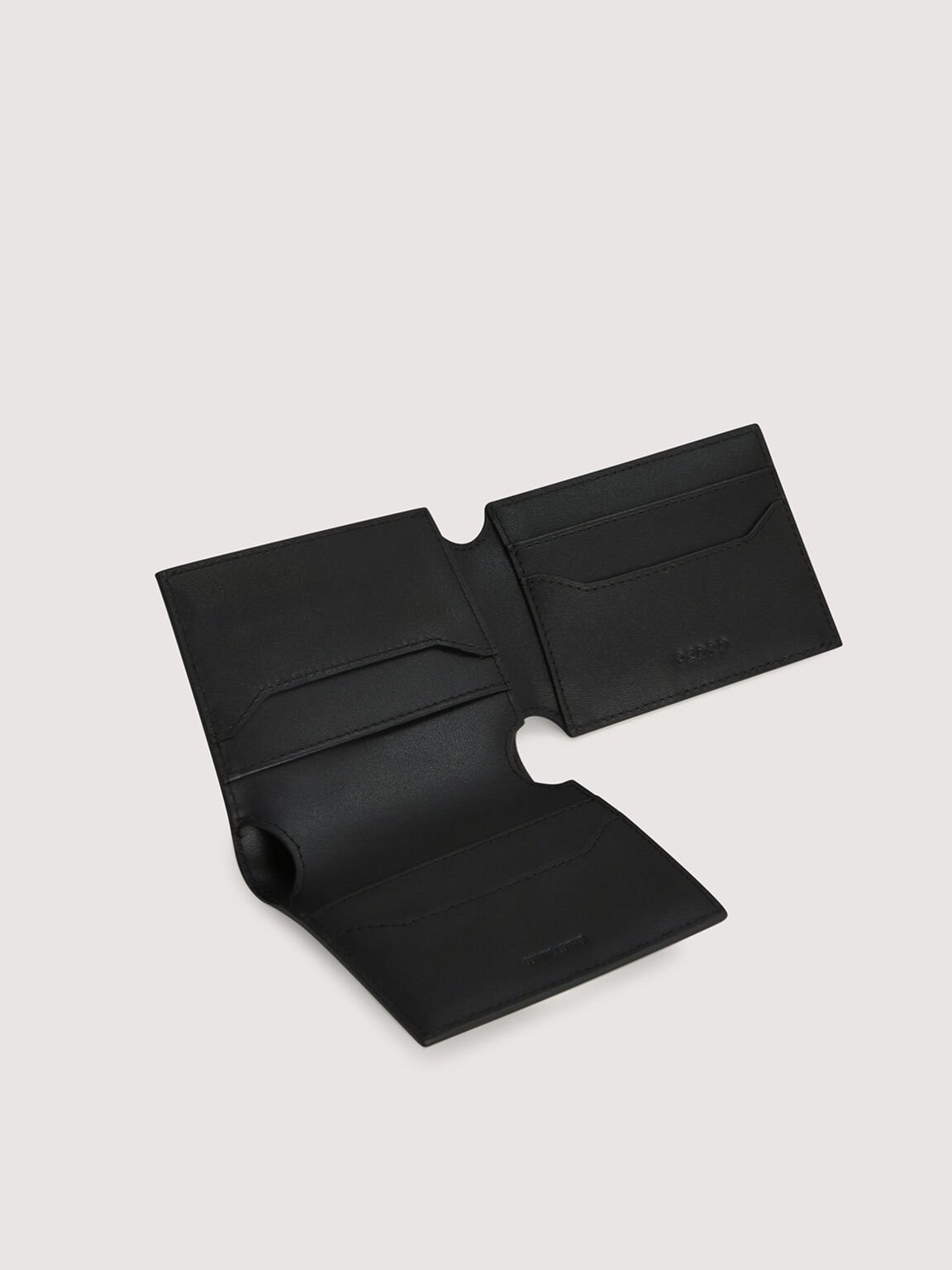 Leather Bi-Fold Cardholder, Black