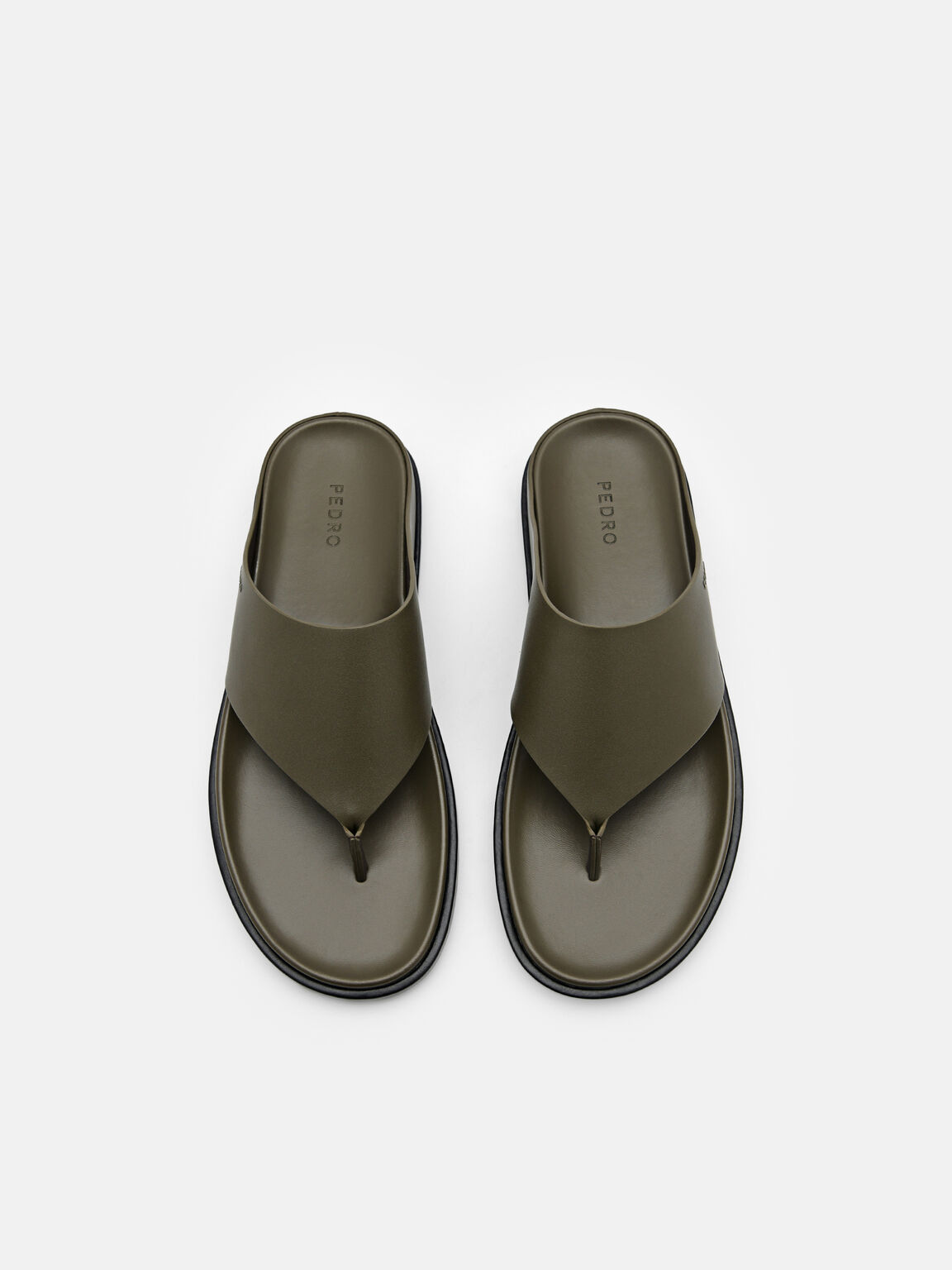 Microfiber Thong Sandals, Olive