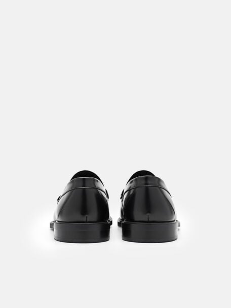 Keith Leather Penny Loafers, Black