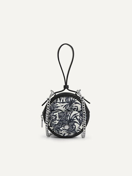 Mini Printed Leather Coin Pouch, Black