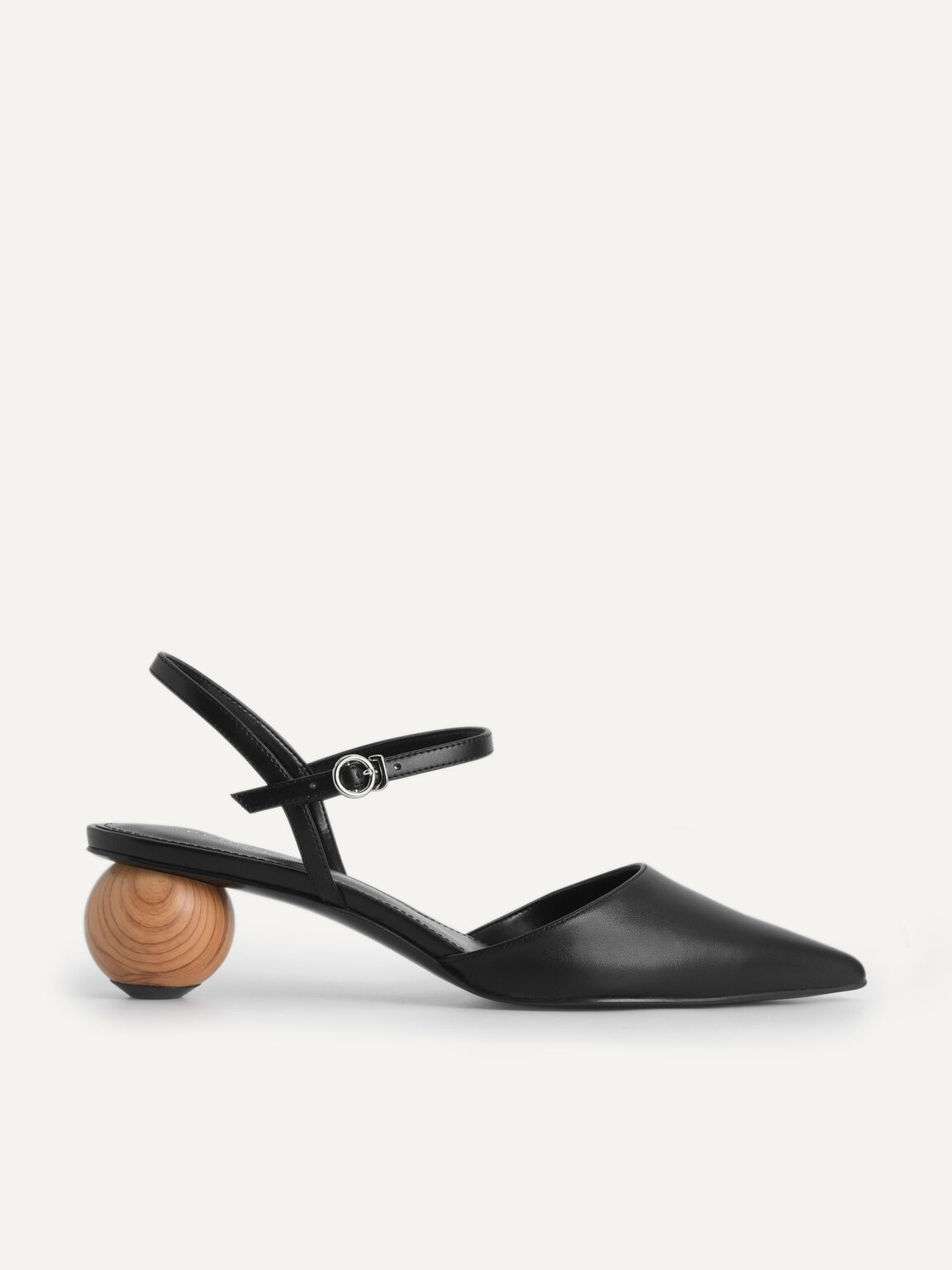 Leather Pointed Toe Heels, Black
