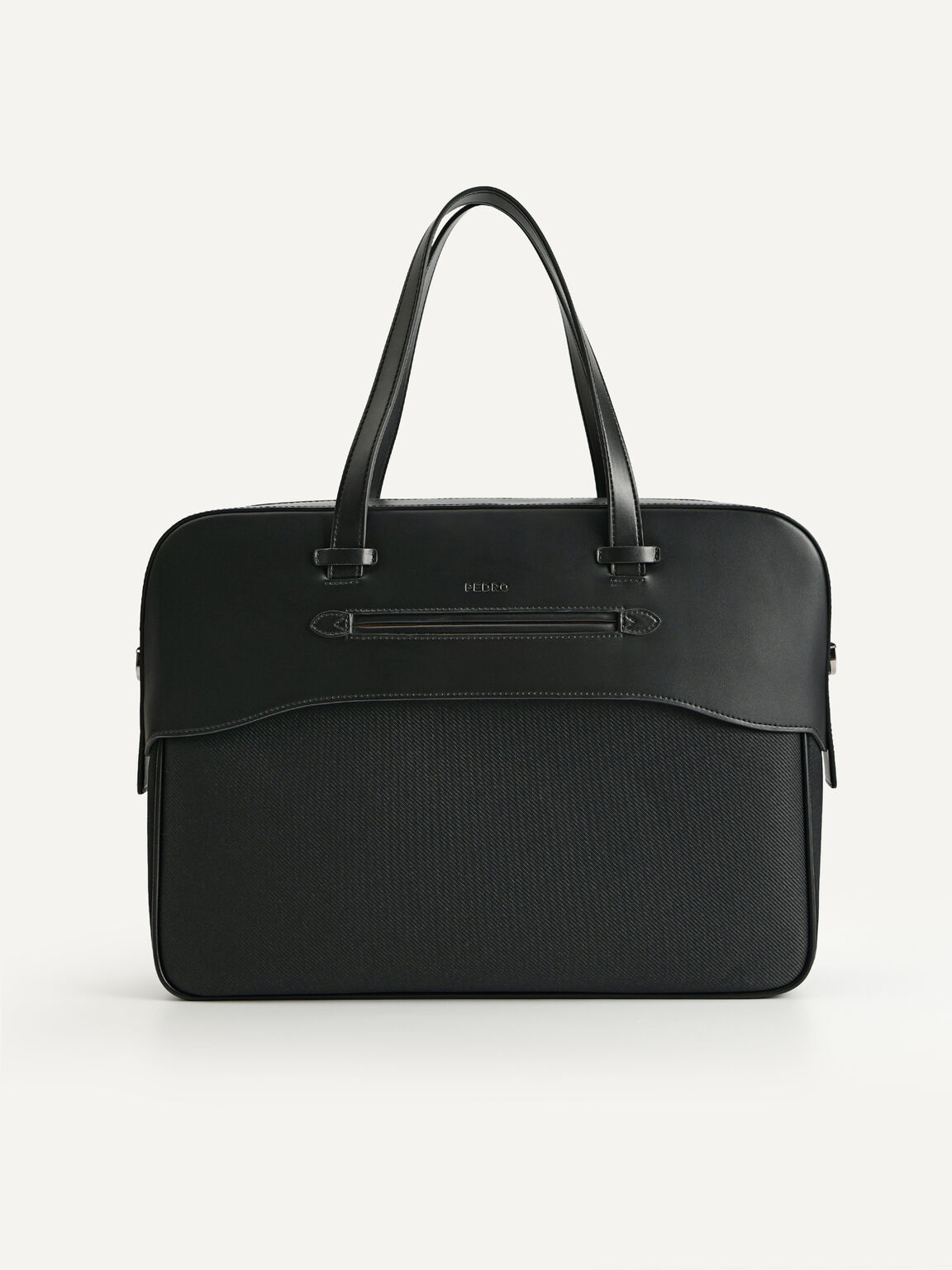 Leather Briefcase, Black, hi-res