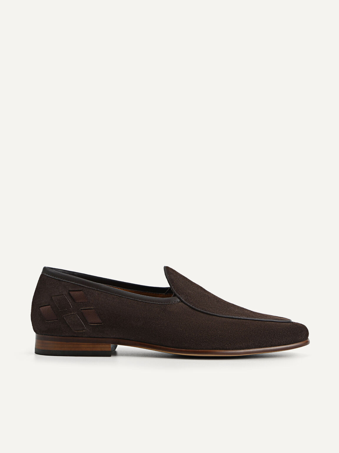 Suede Leather Loafers, Dark Brown