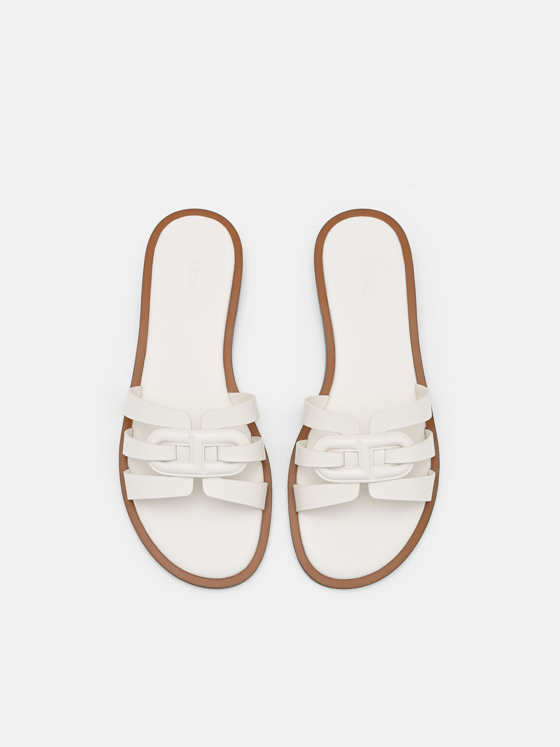 Carmel Leather Slide Sandals, Chalk