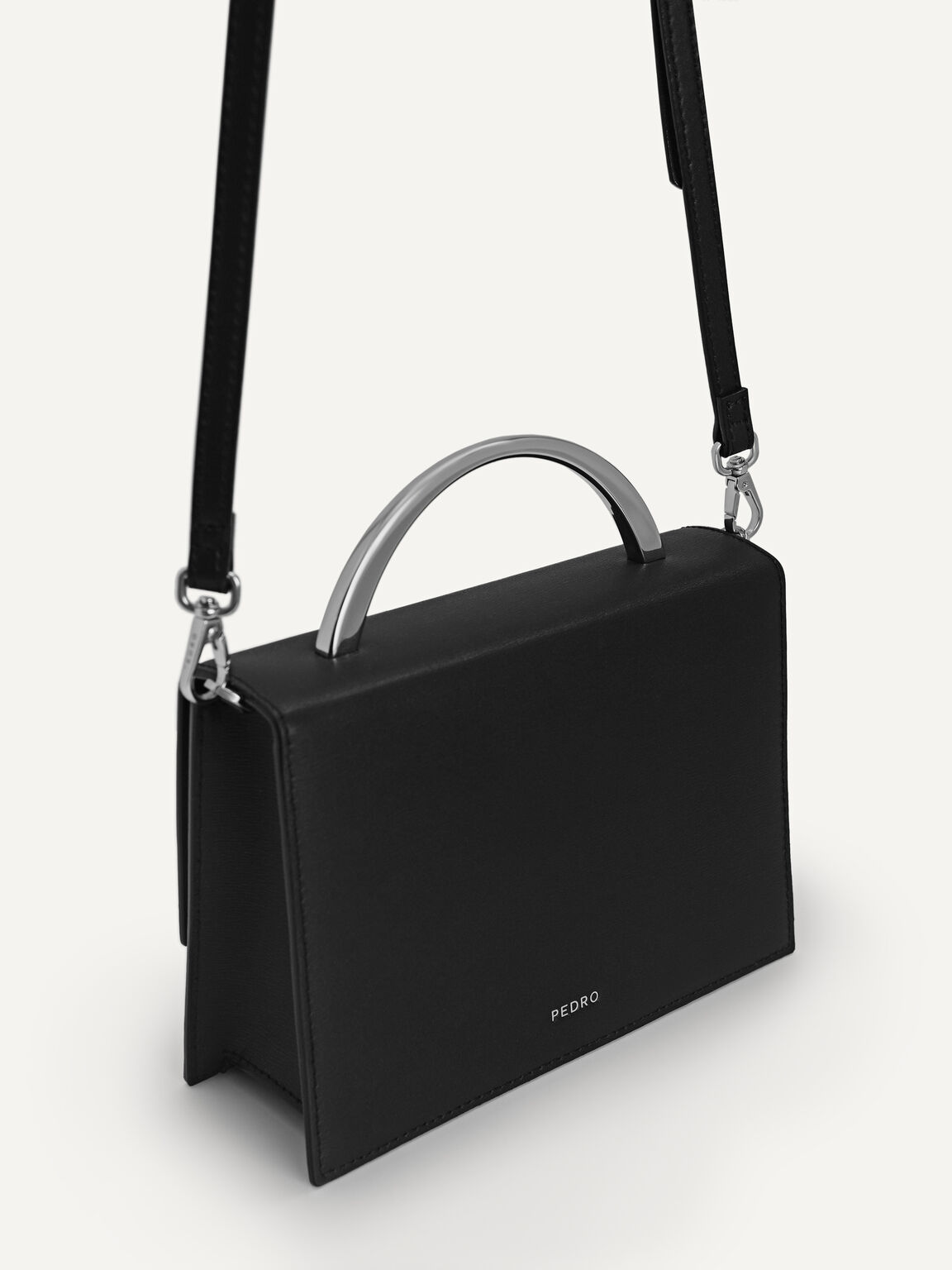Artemis Leather Top Handle Bag, Black