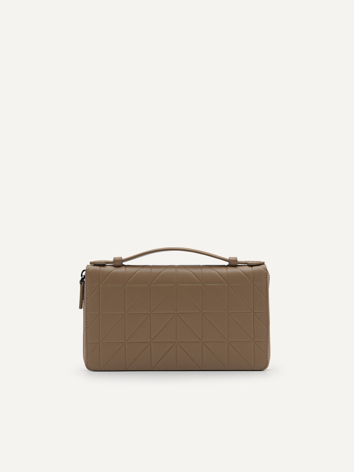 PEDRO標誌幾何圖案皮革旅行包, 灰褐色
