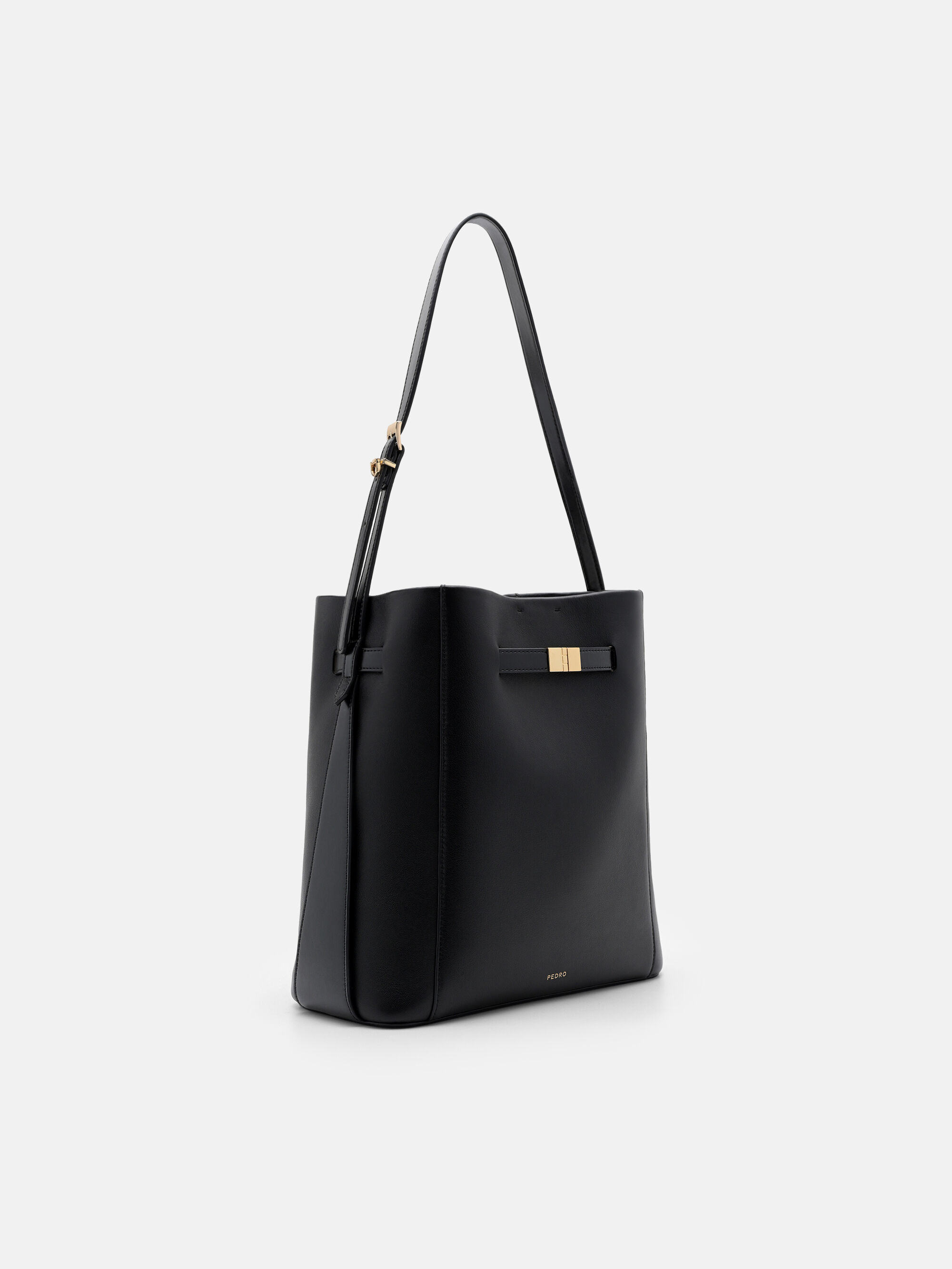 Black Jatte Belt Leather Bucket Bag - PEDRO SG