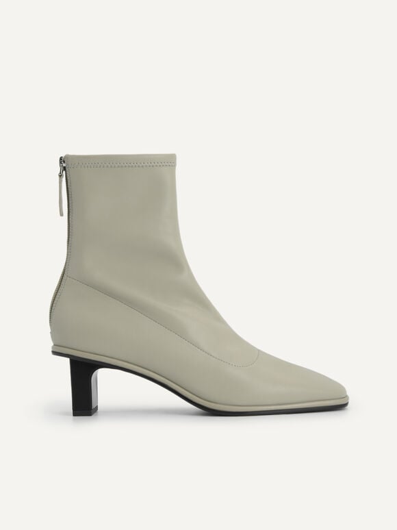 Heeled Ankle Boots, Olive