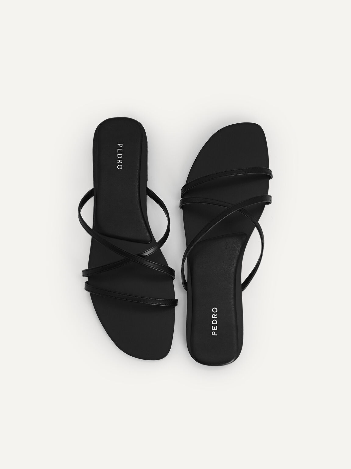 Criss-Cross Strappy Sandals, Black
