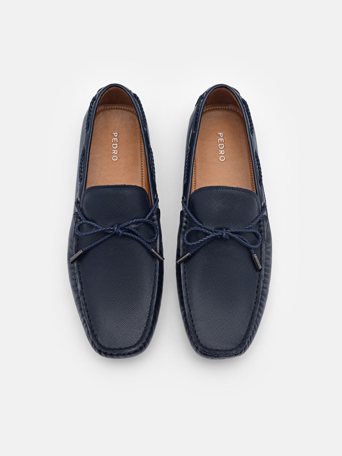 Leather Bow Driving Shoes, Navy