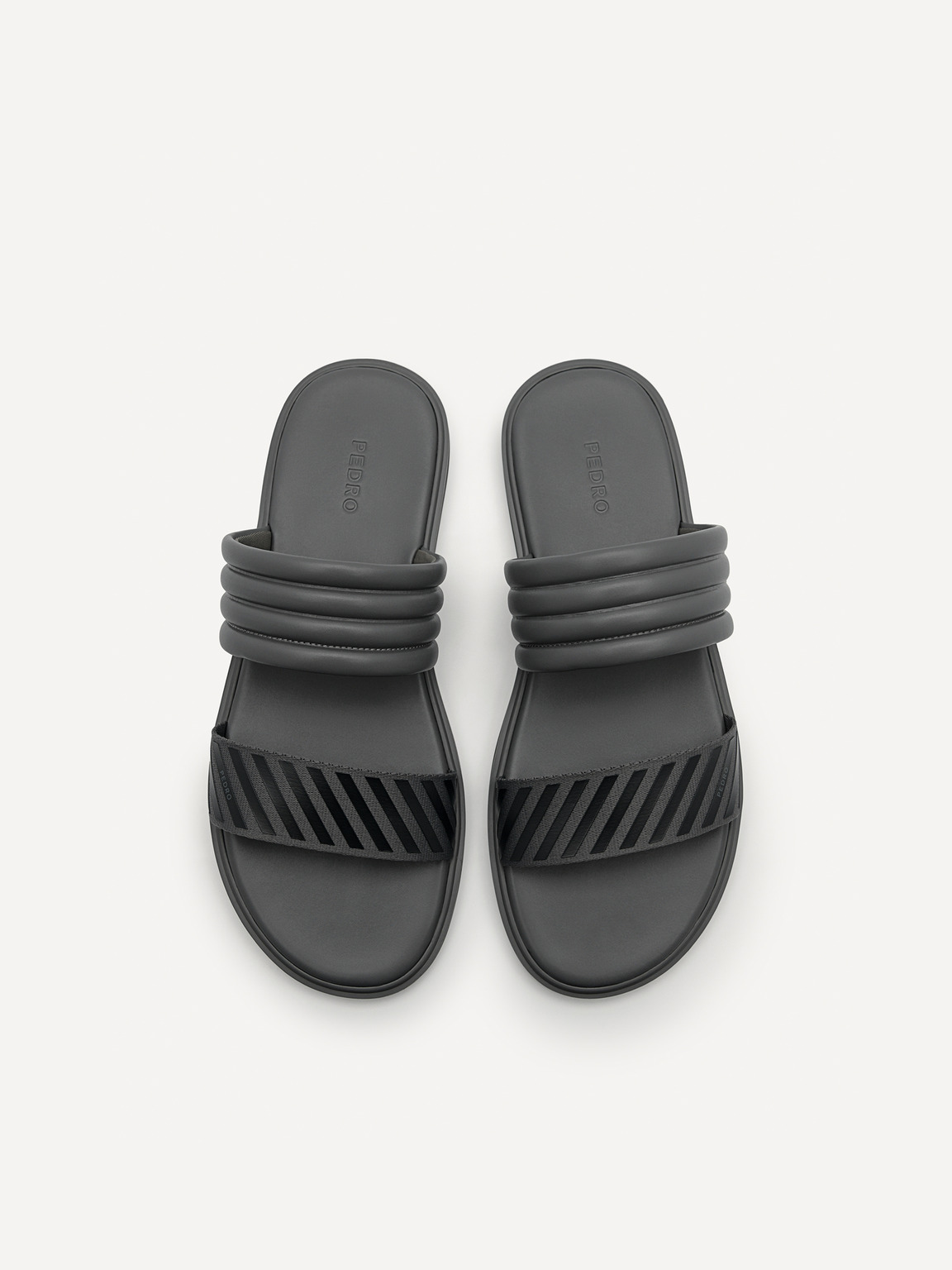 Band Slide Sandals, Dark Grey