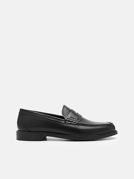 Keith Leather Penny Loafers, Black