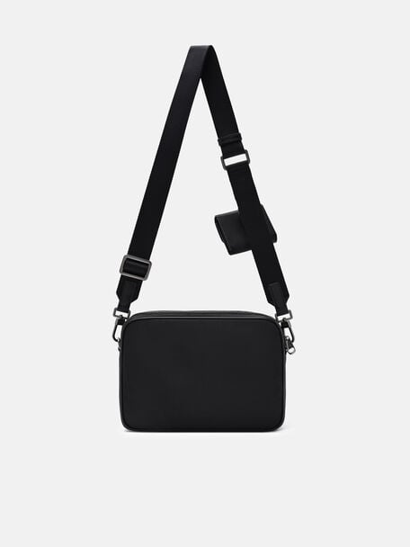 Taper Nylon Crossbody Bag, Black Nylon