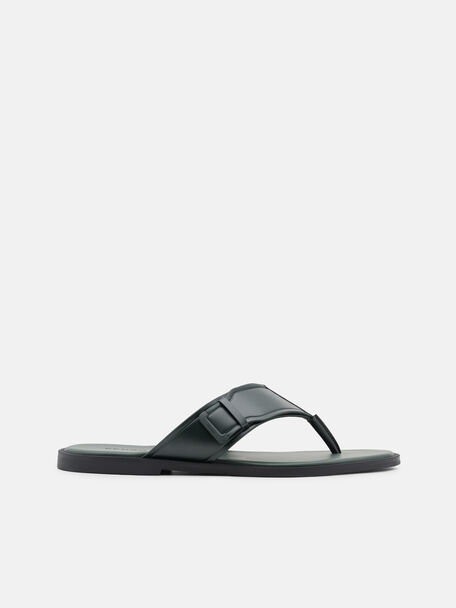 Buckle Thong Sandals, Dark Green