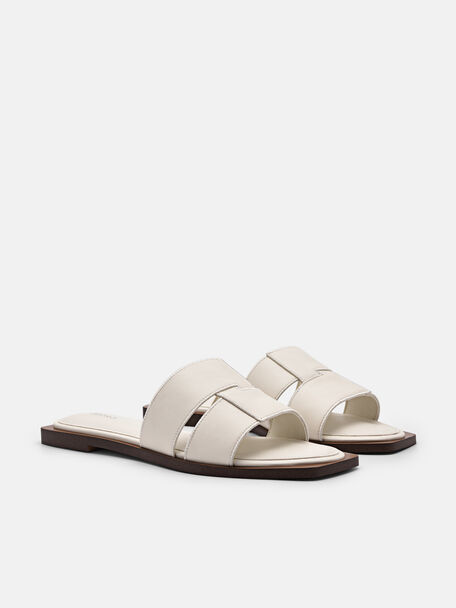 Iza Flat Sandals, Chalk