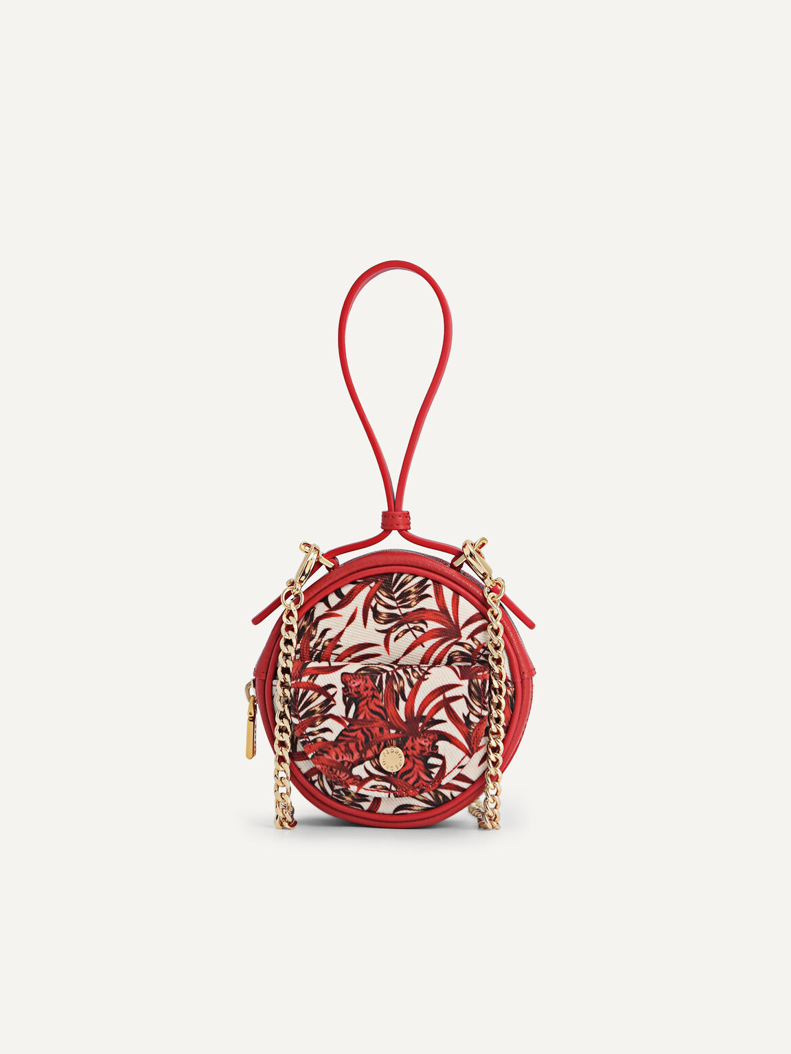Mini Printed Leather Coin Pouch, Red, hi-res