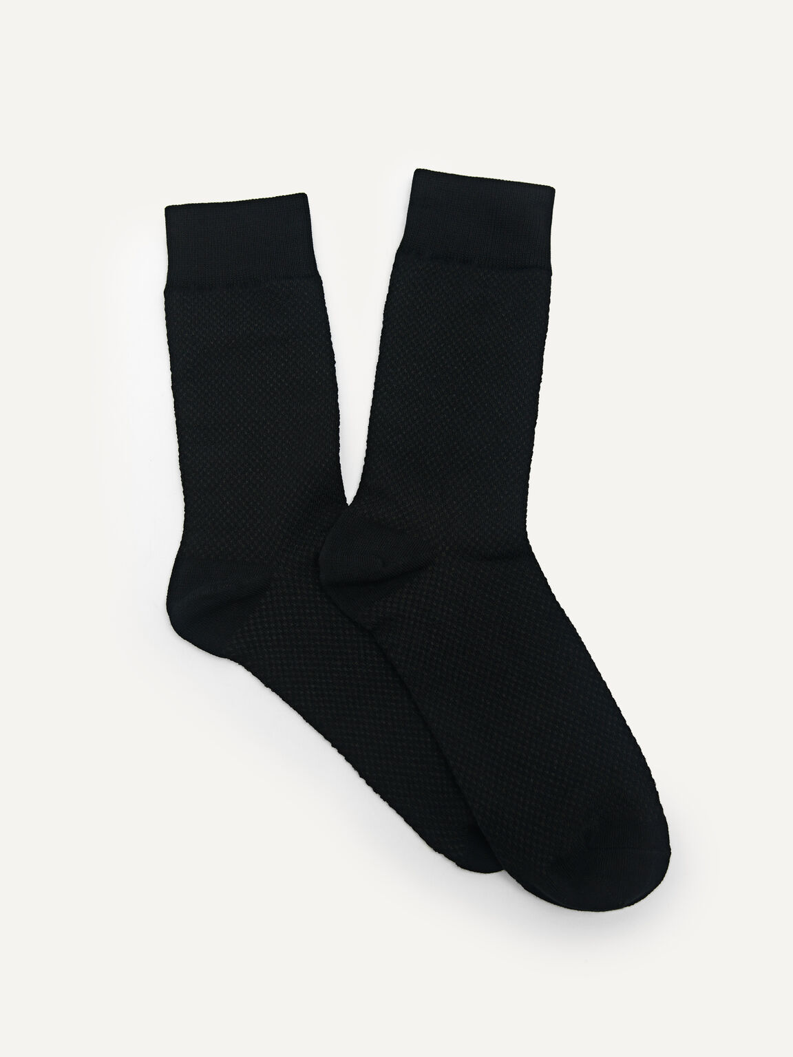 Men's Textured Cotton Socks, Black, hi-res