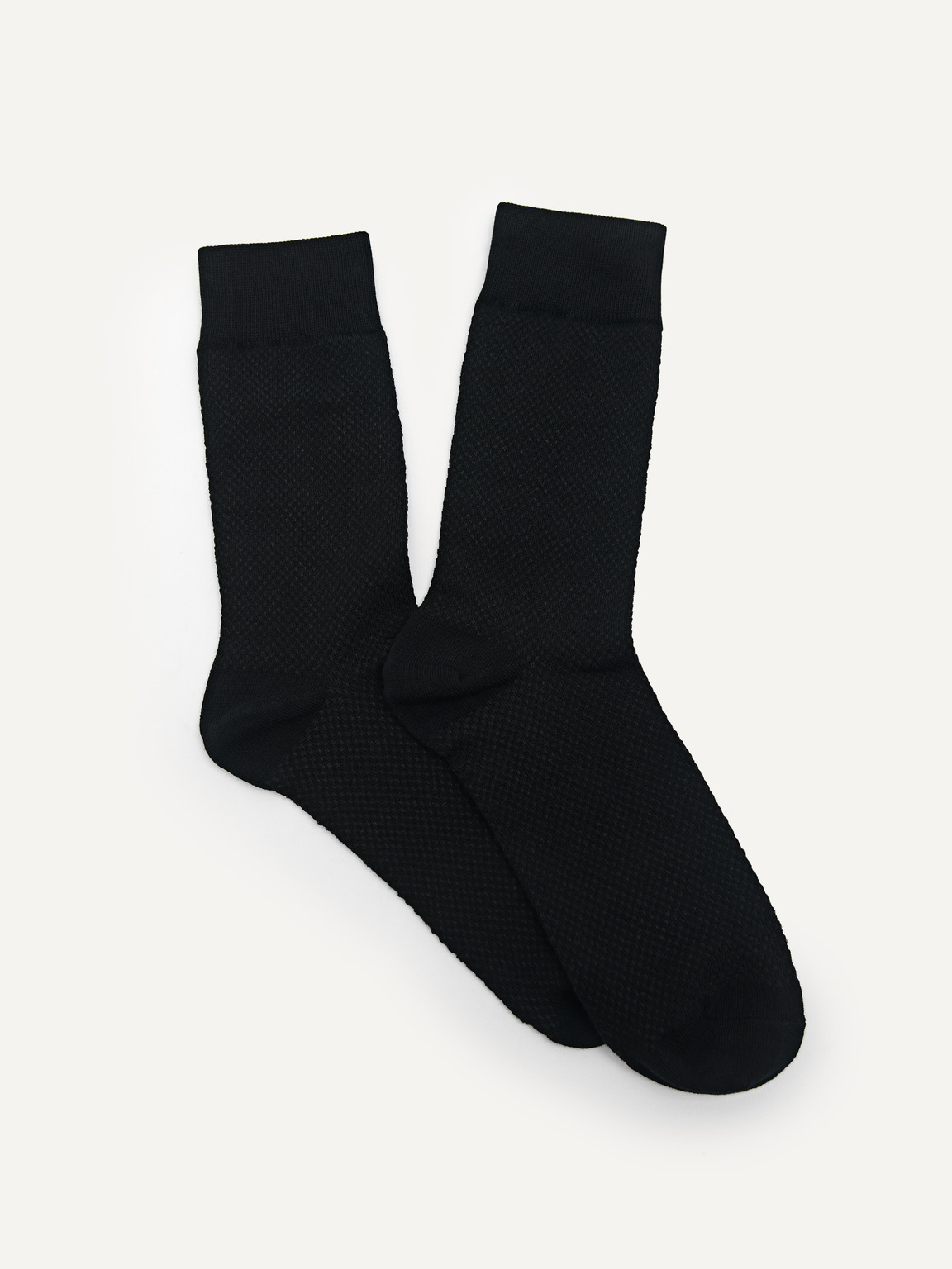 男士織紋棉襪, 黑色