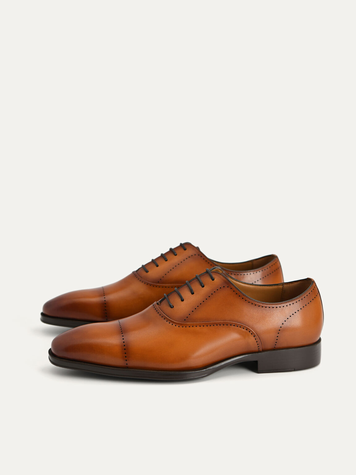Leather Oxford Shoes, Cognac