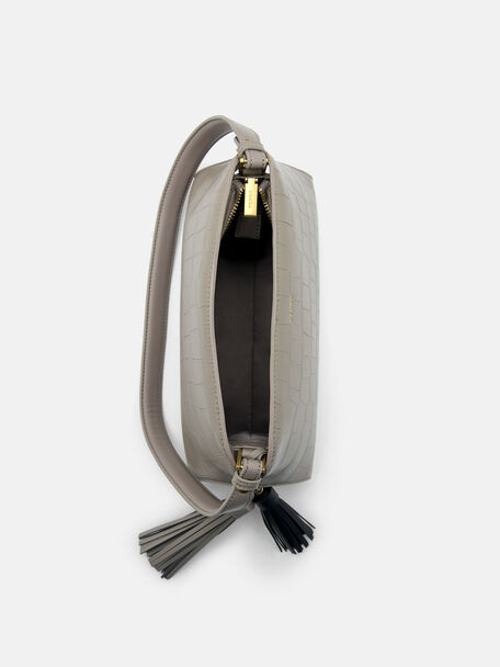 Tassel Shoulder Bag, Taupe