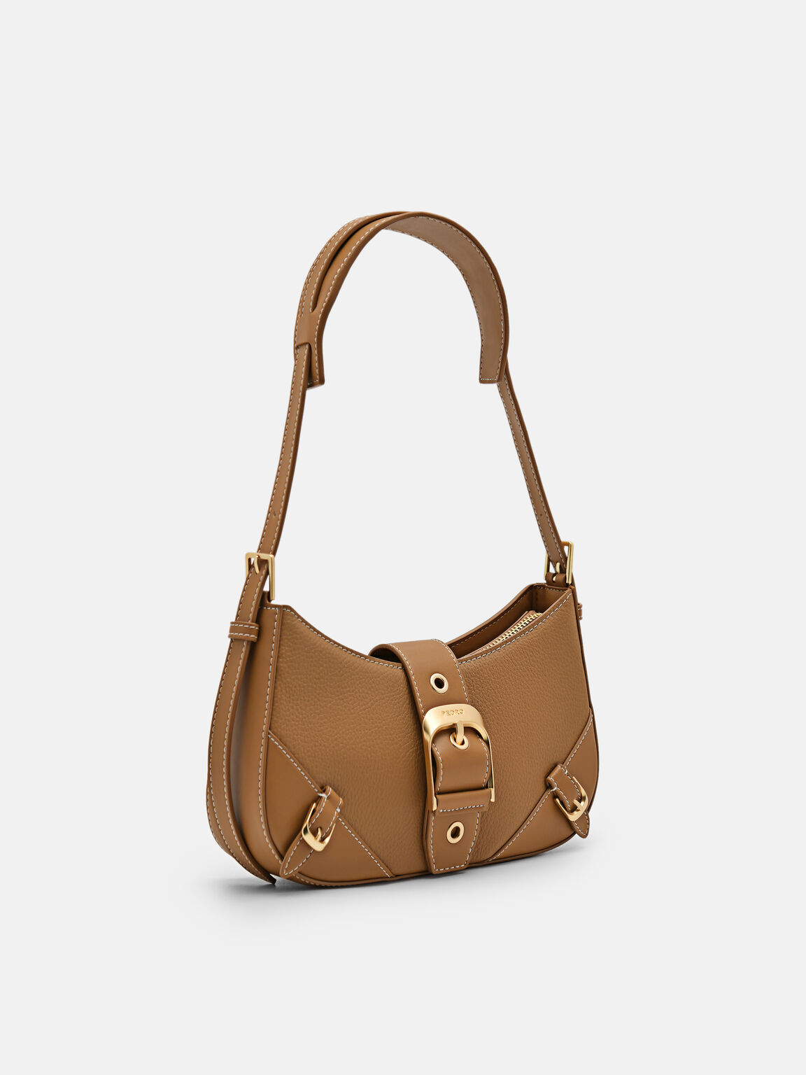 Helix Leather Shoulder Bag, Camel