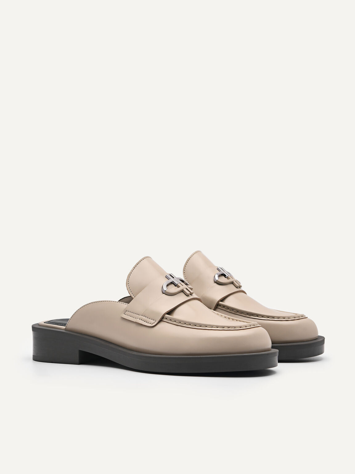 PEDRO Icon Leather Mules, Taupe