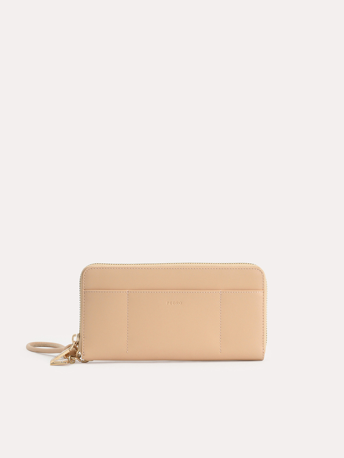 Long Leather Zip Wallet, Sand