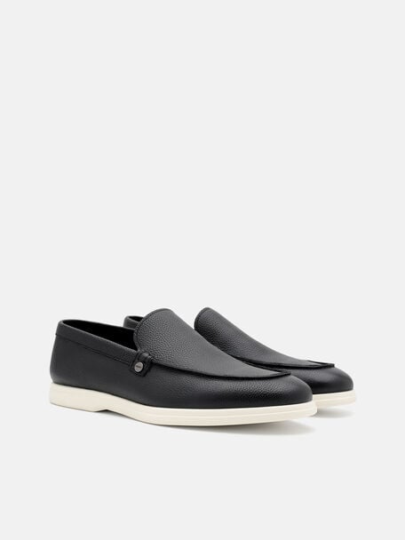 Oliver Tumbled Leather Loafers, Black Tumble