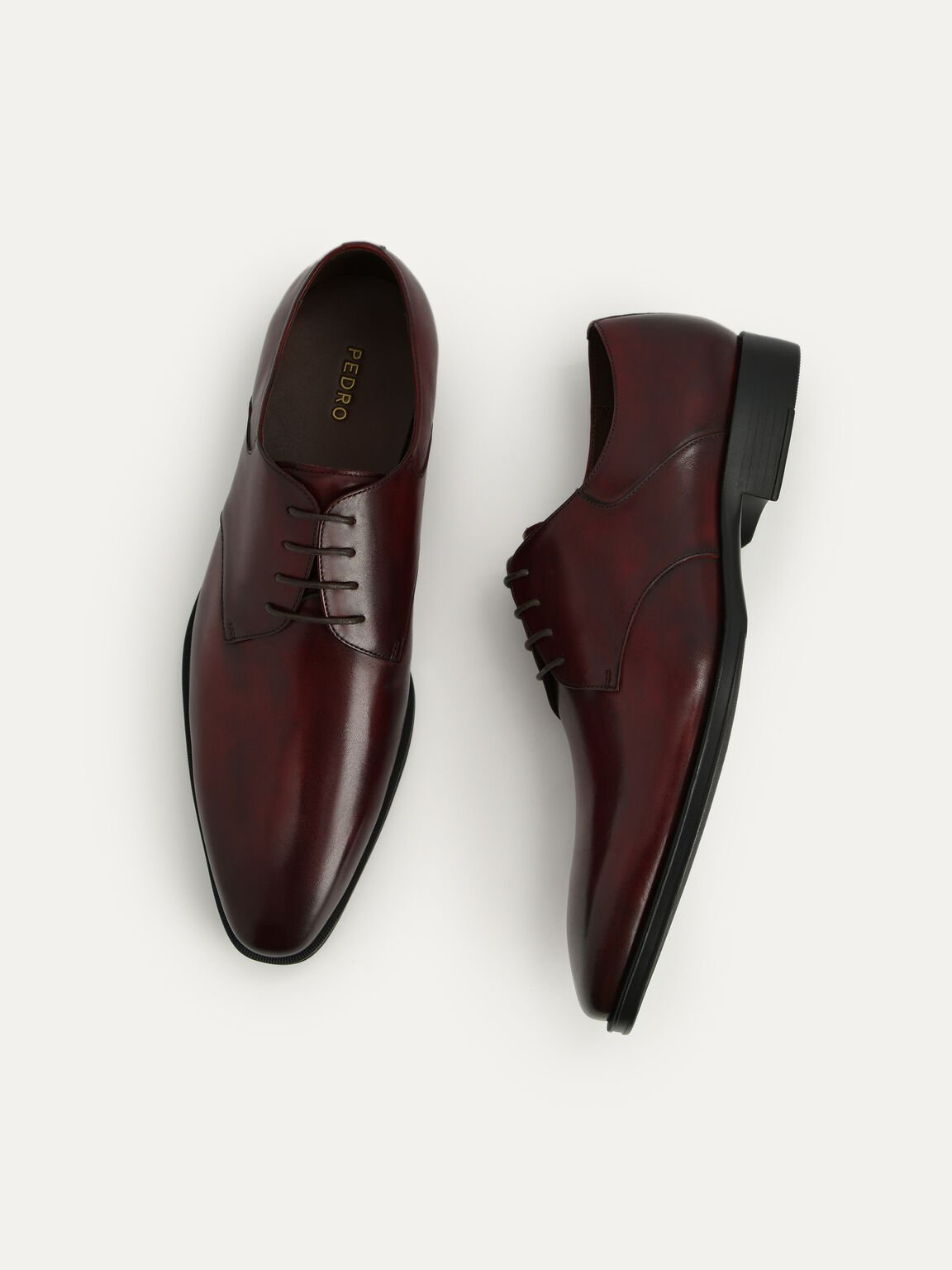 Leather Derby Shoes, Maroon