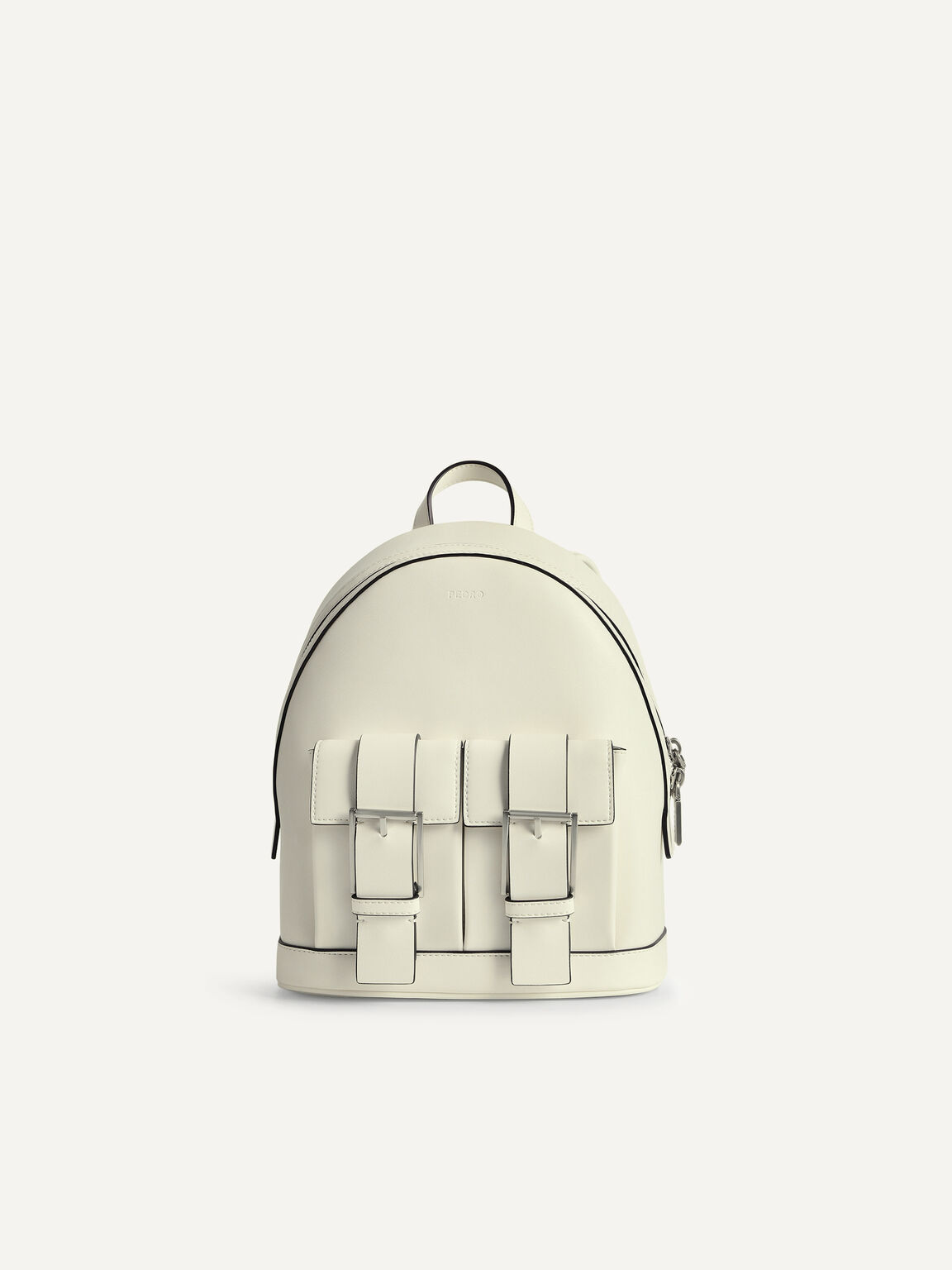 Backpack with Buckled Pockets, Chalk