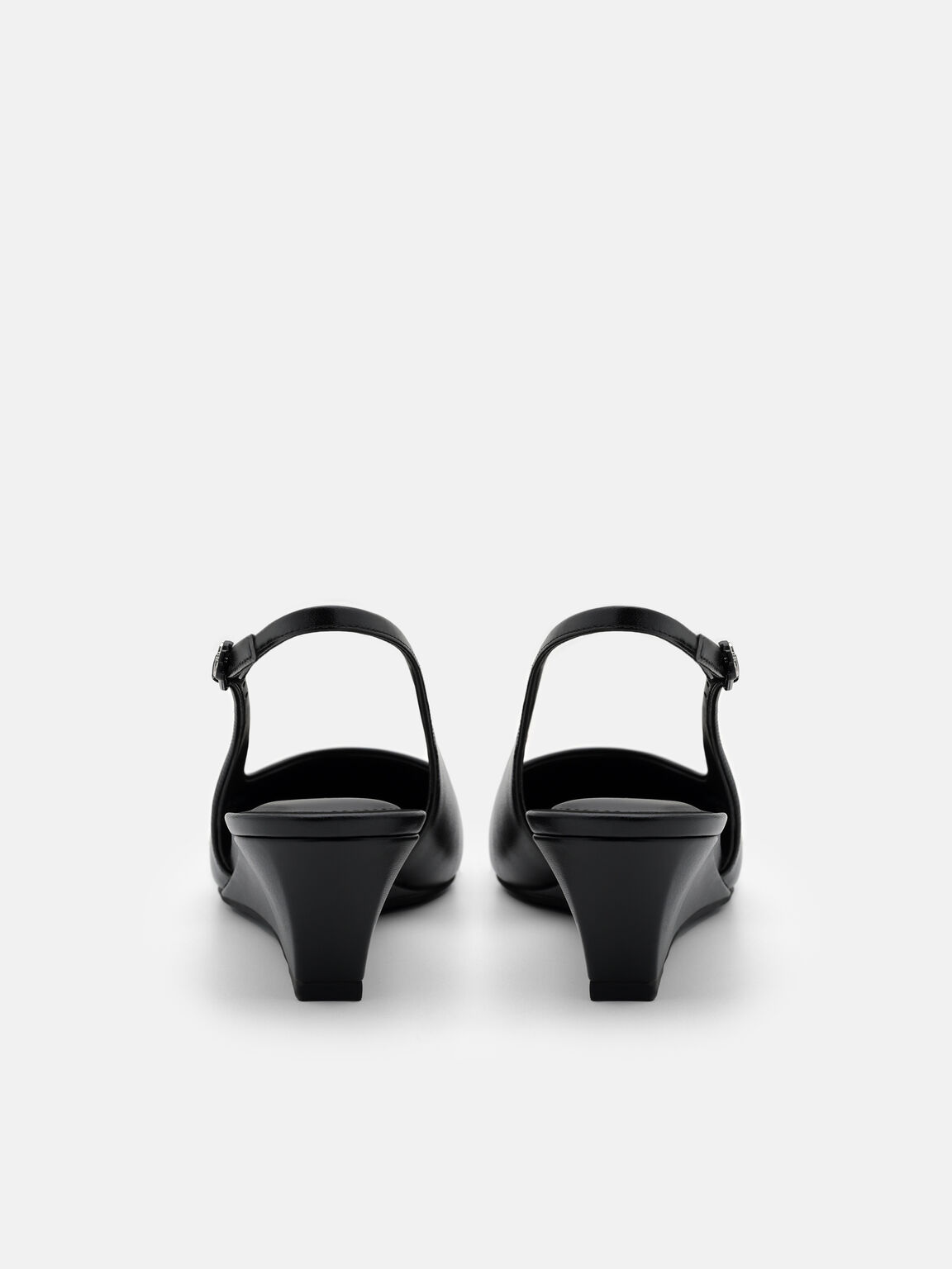Adena Leather Wedge Slingback Pumps, Black