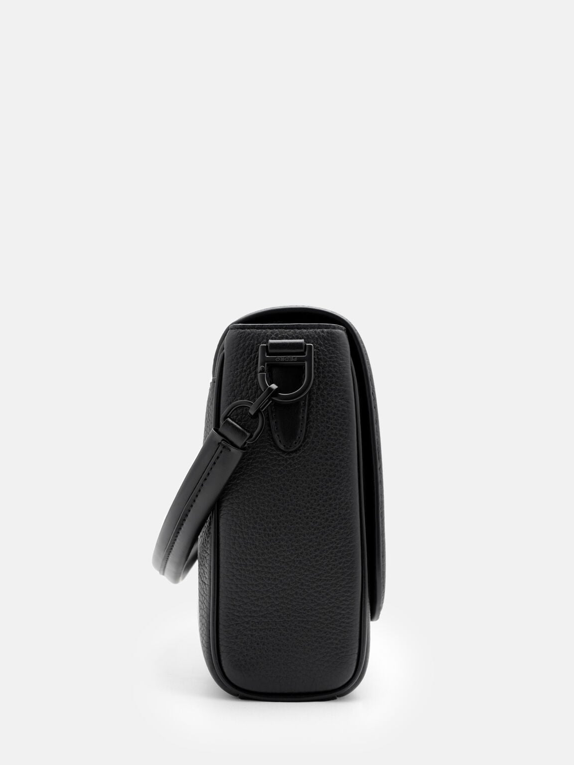 Patrice Tumbled Leather Messenger Bag, Black Tumble
