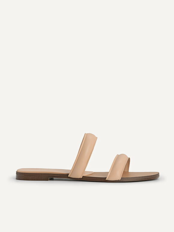 Double Strap Slip-On Sandals, Nude