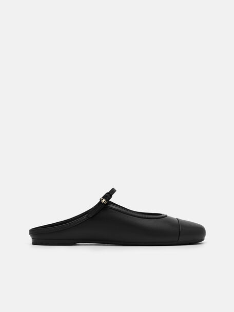 Cap Toe Mules, Black