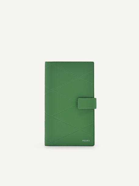 Leather Micro Bi-Fold Travel Organiser, Green