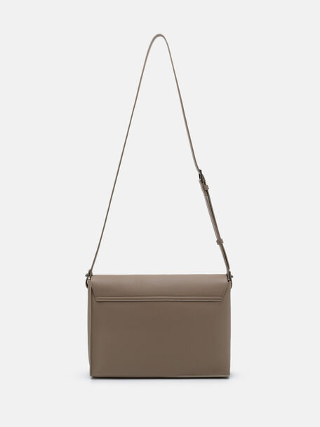 Leather Crossbody Bag, Dark Taupe