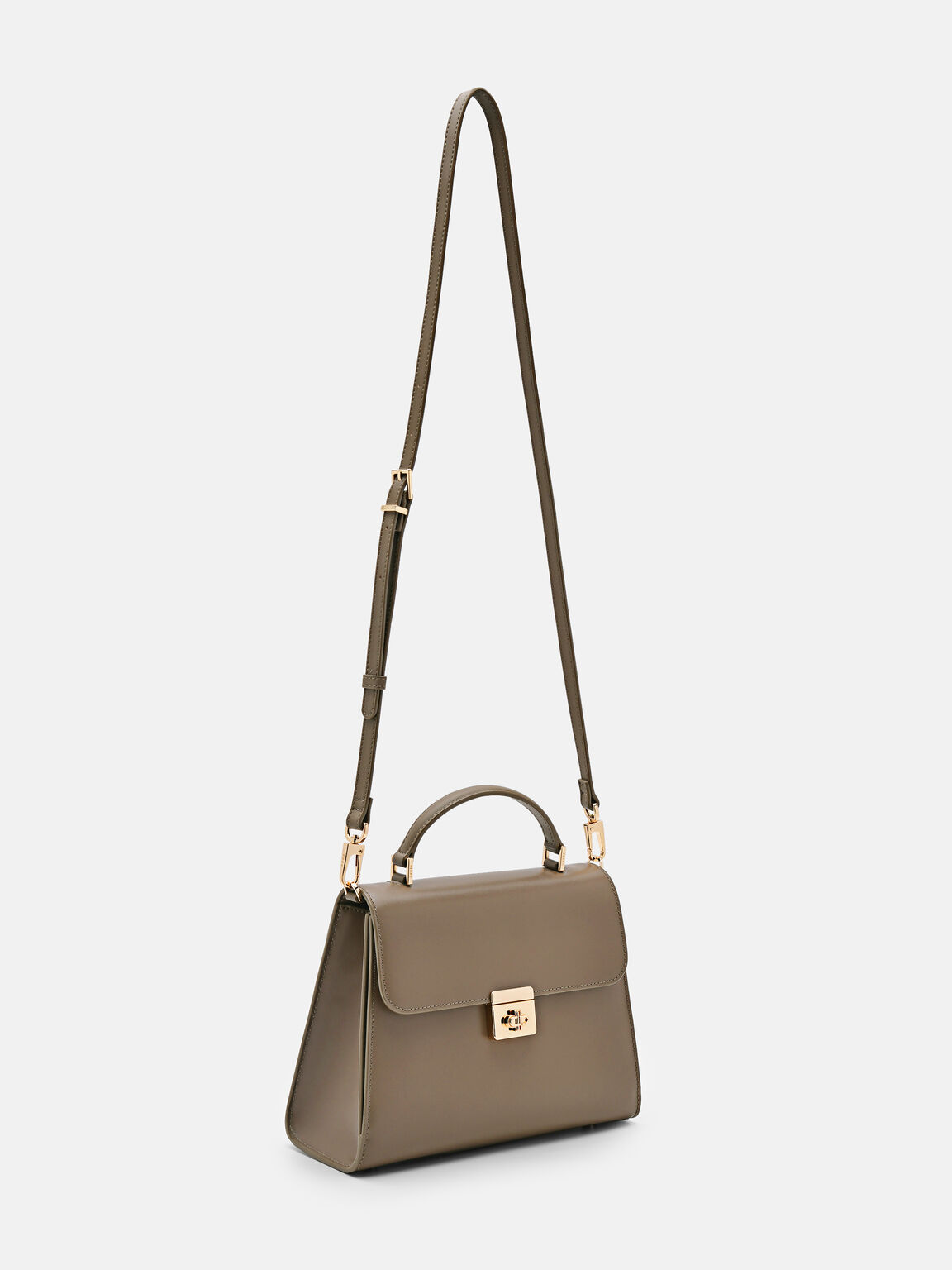 Leather Handbag, Taupe