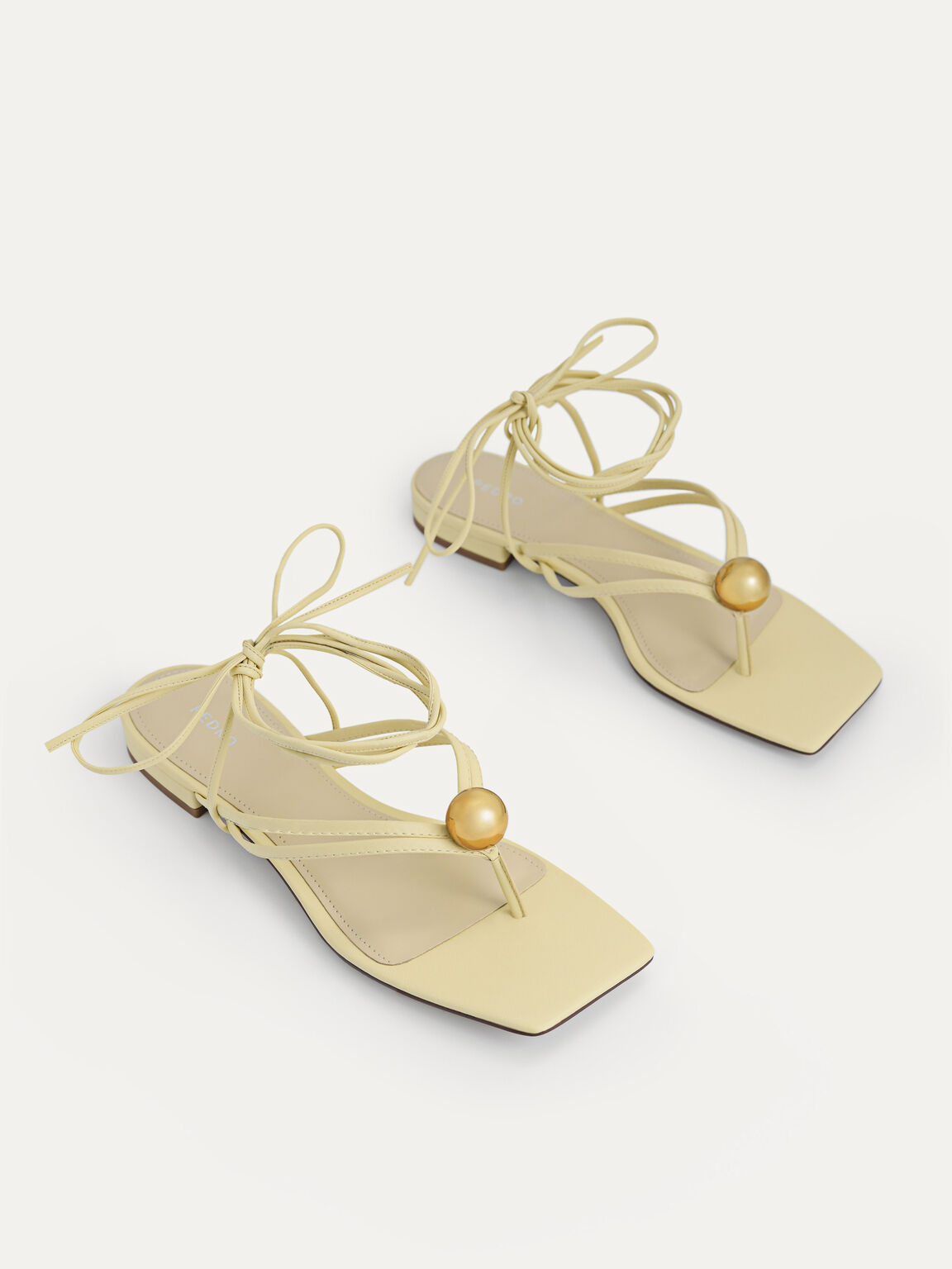 Orb Lace-Up Sandals, Light Yellow