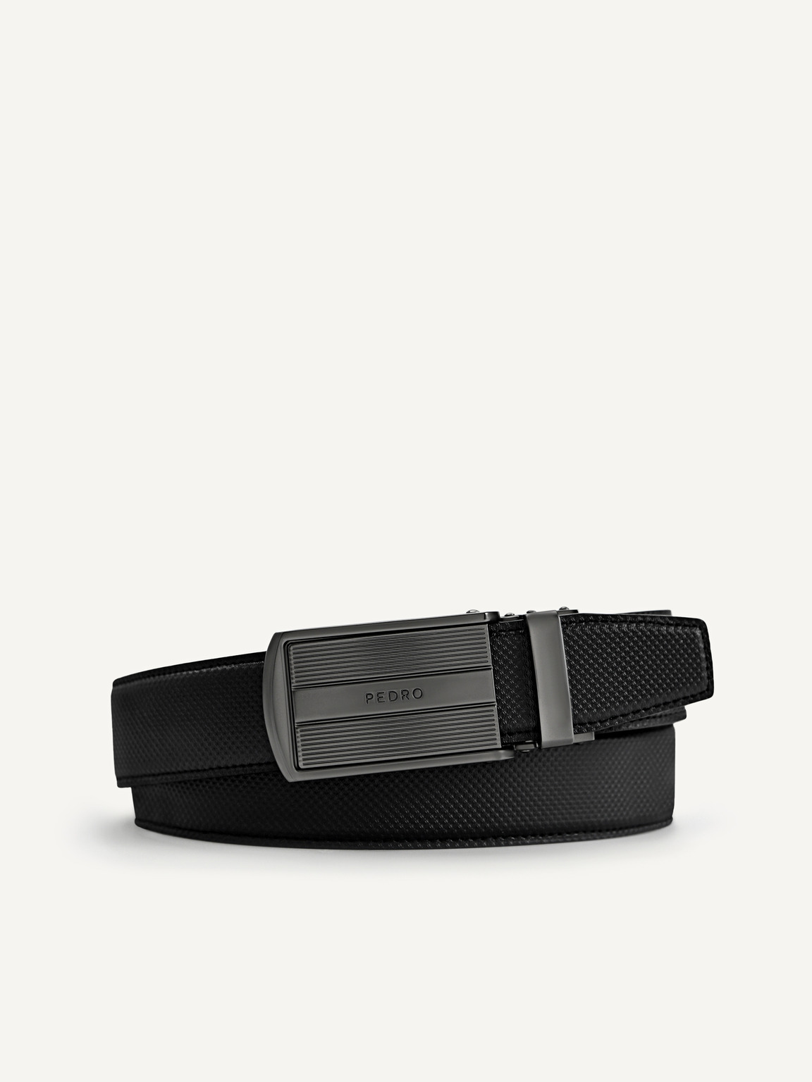 Textured Leather Belt, Black