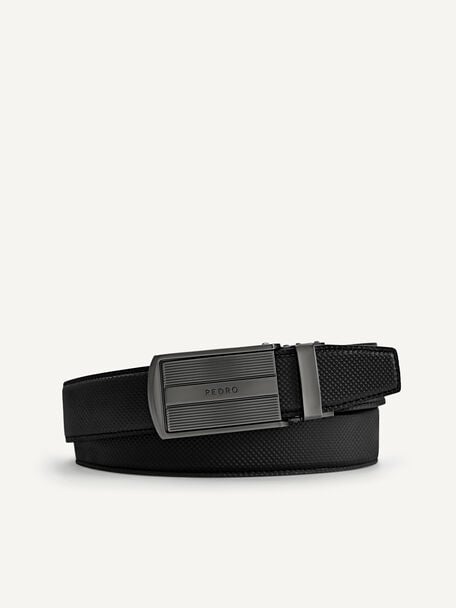 Textured Leather Belt, Black, hi-res