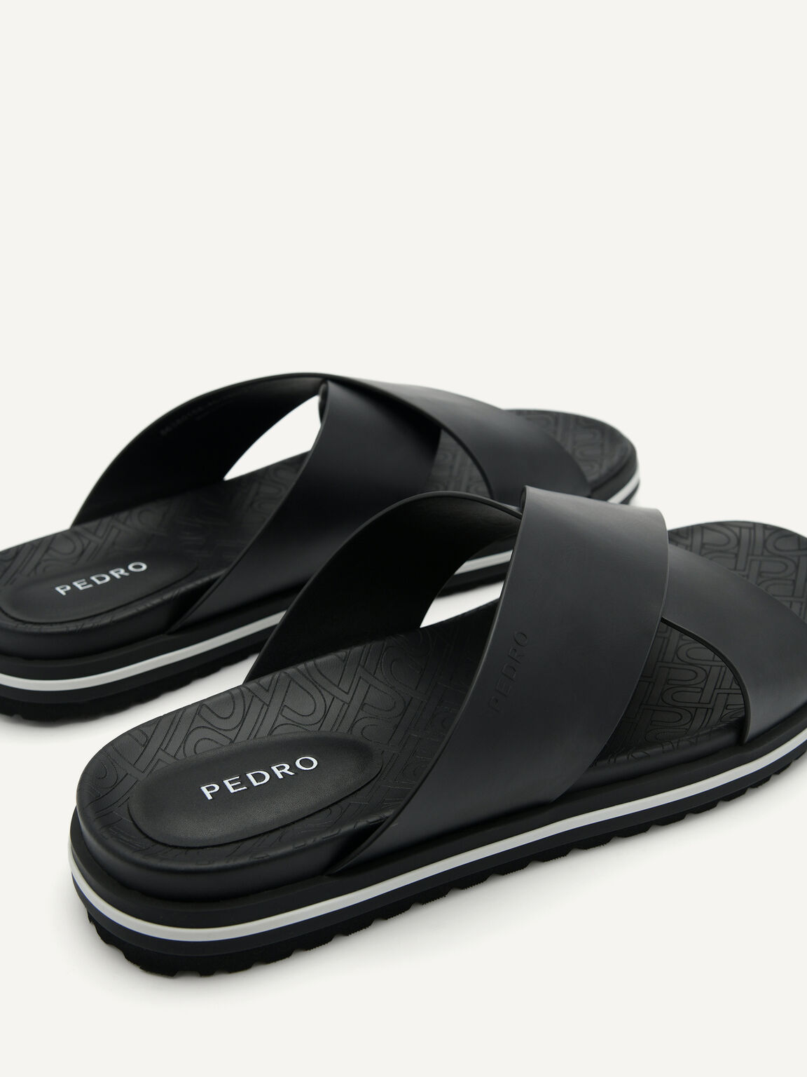 PEDRO標誌交叉帶涼鞋, 黑色