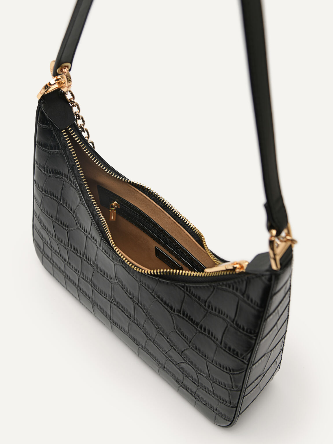 PEDRO Studio Bardot Leather Shoulder Bag, Black